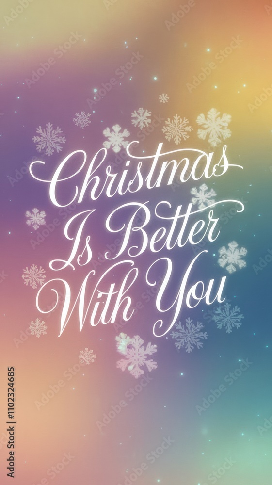 Festive decorative message celebrating the joy of Christmas with loved ones in a colorful background Festive decorative message celebrating the joy of Christmas with loved ones in a colorful background