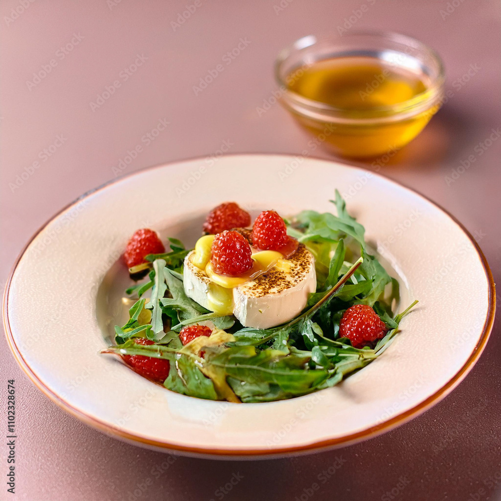 Ensalada de arúgula con queso de cabra y miel Ensalada de arúgula con queso de cabra y miel