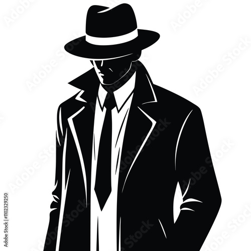 Mysterious Silhouette of a Man in Fedora