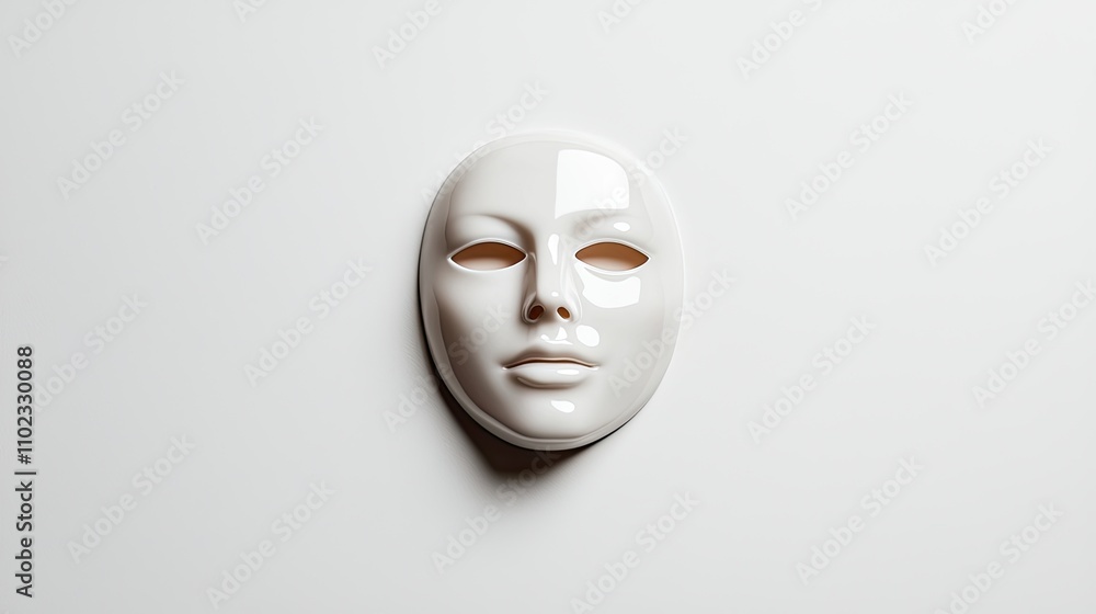 Abstract White Facial Mask Displayed on Minimalist Background for Artistic and Conceptual Themes in Photography and Design Projects Abstract White Facial Mask Displayed on Minimalist Background for Artistic and Conceptual Themes in Photography and Design Projects