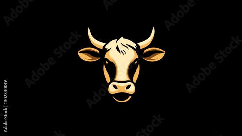 Golden Cow Head Illustration - Simple Vector Design