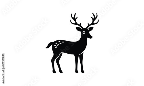  vector deer silhouette forest animal illustration on white background