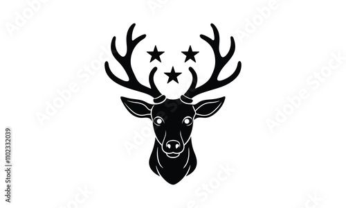  vector deer silhouette forest animal illustration on white background