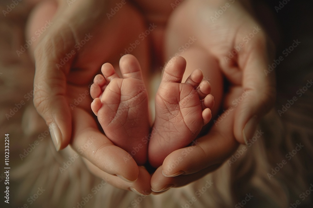 Tiny baby feet cradled in mother’s hands, close-up of newborn toes, heartwarming motherhood moment, soft and cozy setting, love and care, tender family bond, parental affection
Tiny baby feet cradled in mother’s hands, close-up of newborn toes, heartwarming motherhood moment, soft and cozy setting, love and care, tender family bond, parental affection