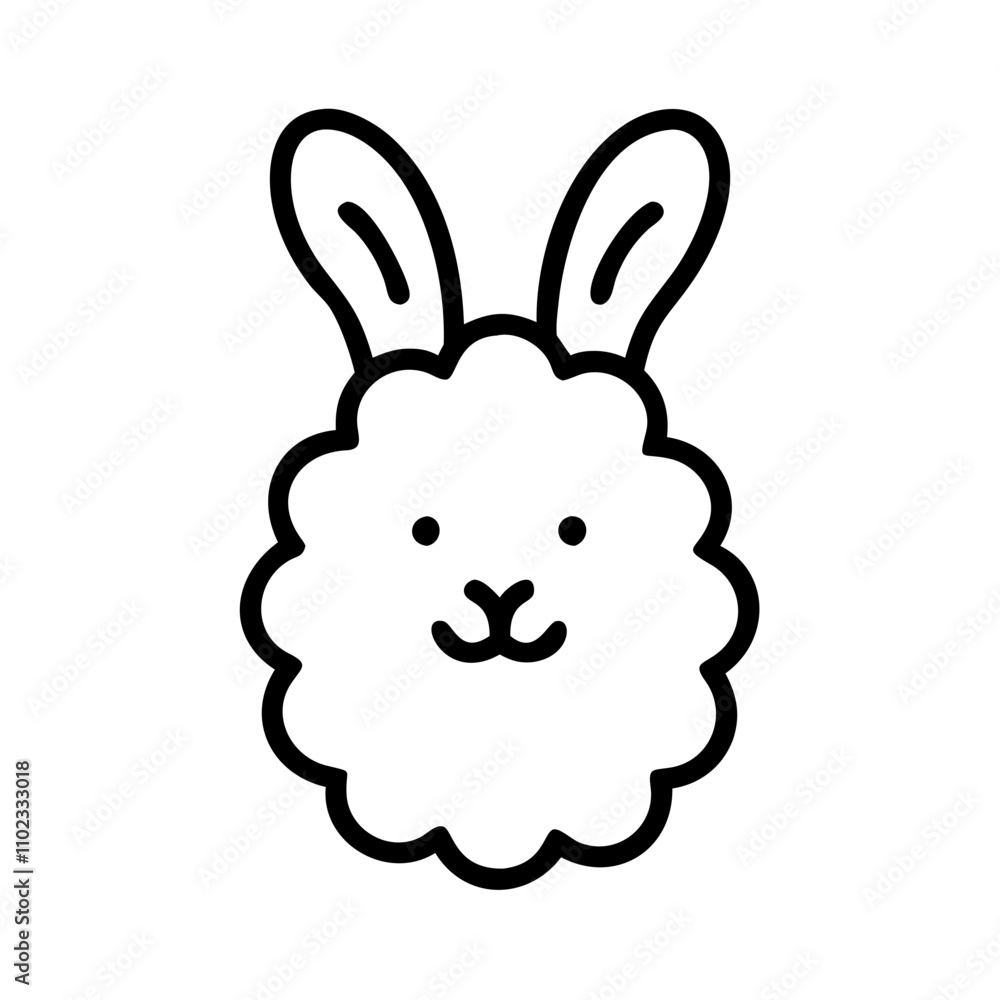 Obraz premium Bunny tail pom-pom icon for Easter crafts