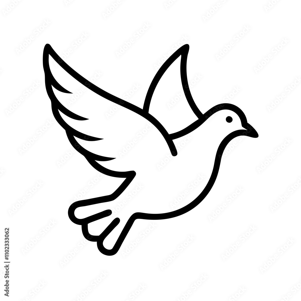 Dove icon symbolizing peace and faith Dove icon symbolizing peace and faith