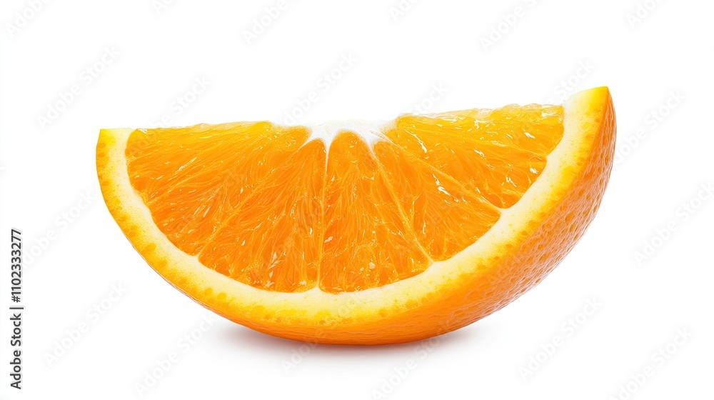 Fresh and Juicy Orange Slice Isolated on White Background with Vibrant Color and Texture Highlighting Natural Freshness and Healthy Snack Option for Culinary and Dietary Themes Fresh and Juicy Orange Slice Isolated on White Background with Vibrant Color and Texture Highlighting Natural Freshness and Healthy Snack Option for Culinary and Dietary Themes