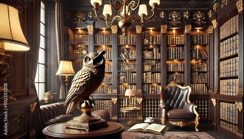 The Wisdom Library: A Timeless Haven with an Owl