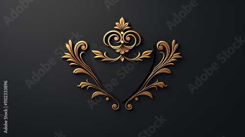 Elegant golden ornate frame with a black background, ideal for a luxurious or classic design.