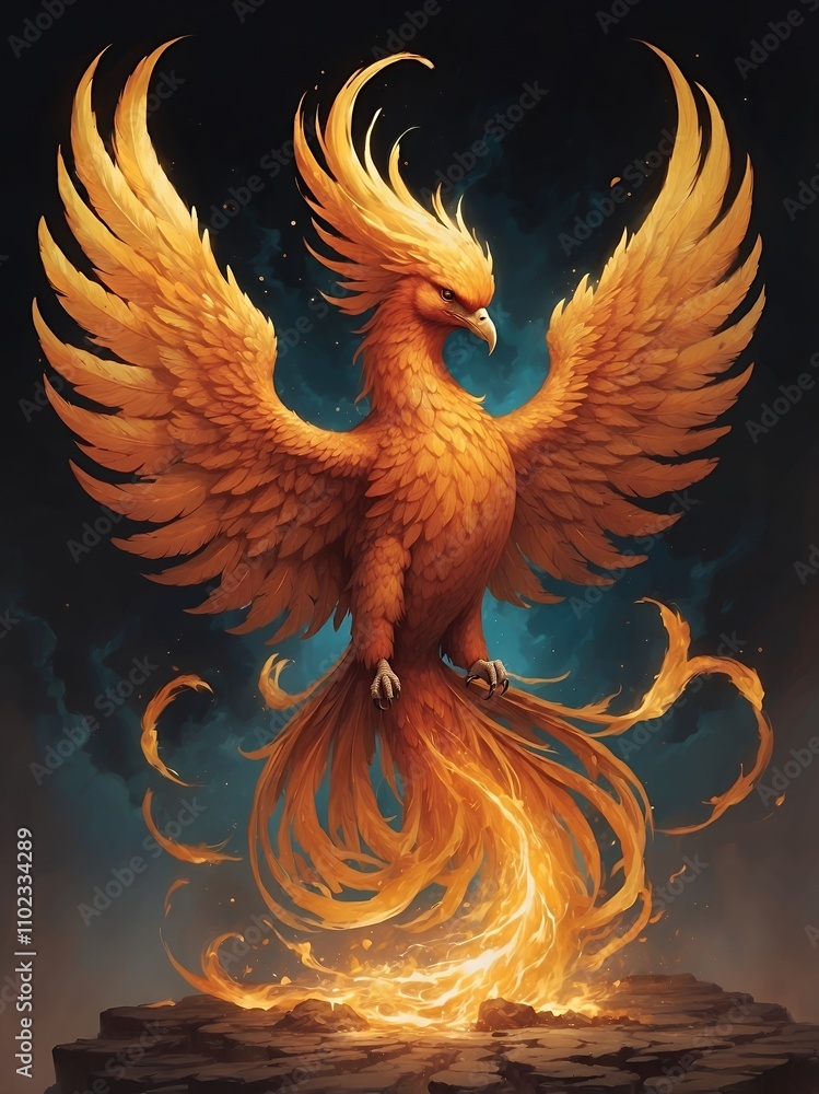 Fototapeta premium an orange phoenix rising from ashes