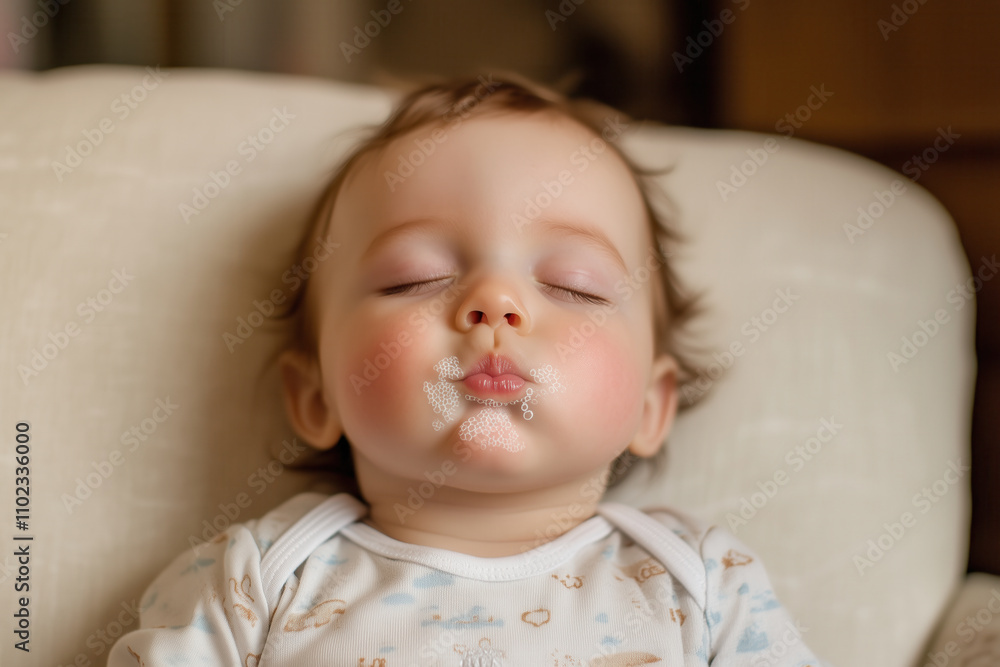 cute baby fell asleep with milk dry on his lips cute baby fell asleep with milk dry on his lips