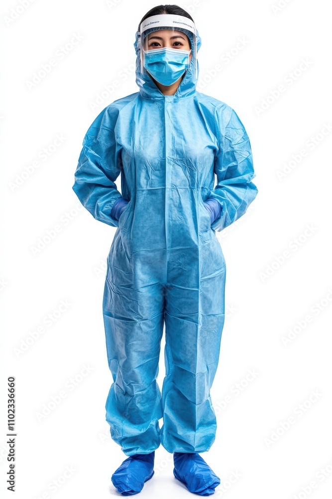 PAPR Portrait: Asian Female Doctor in Full PPE and Surgical Gown in Operation Room PAPR Portrait: Asian Female Doctor in Full PPE and Surgical Gown in Operation Room