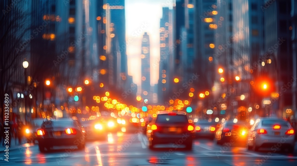A bustling city street at twilight, where the blurred lights of moving cars and tall buildings blend into a vivid scene that captures the energy of urban life. A bustling city street at twilight, where the blurred lights of moving cars and tall buildings blend into a vivid scene that captures the energy of urban life.