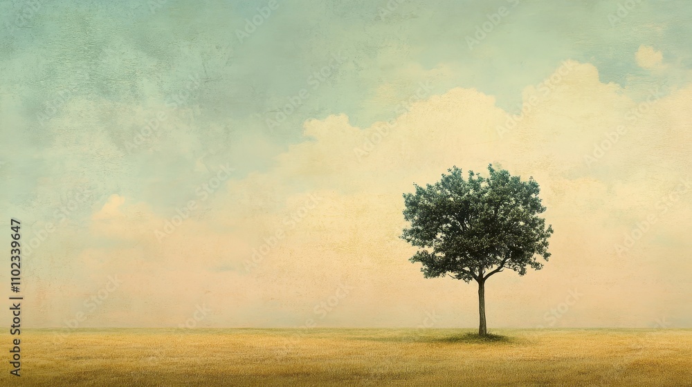 Lone Tree on a Peaceful Prairie Landscape Lone Tree on a Peaceful Prairie Landscape