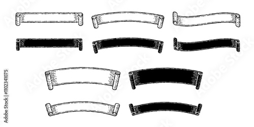 横長モノクロ和風レトロなデザインのラベルセット。