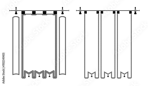 和風モチーフのモノクロ和風レトロなデザインのラベルセット