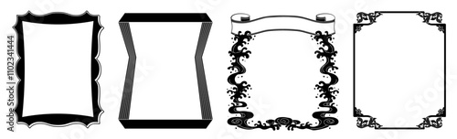 和風レトロヴィンテージなデザインのラベルセット。透過背景。