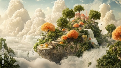 Surreal landscape with elements of photorealism: a fantastical landscape with highly realistic details, high resolution, digital painting. photo