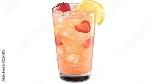 Wallpaper Mural Refreshing Summer Drink with Ice, Strawberries, and Lemon Slices in a Clear Glass, Perfect for Hot Days and Outdoor Gatherings Torontodigital.ca