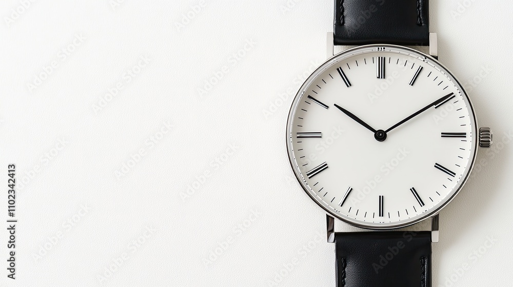 Elegant Minimalist Watch with Black Leather Strap and Simple White Dial Displaying Clear Time Markings for Modern Style and Timeless Appeal Elegant Minimalist Watch with Black Leather Strap and Simple White Dial Displaying Clear Time Markings for Modern Style and Timeless Appeal