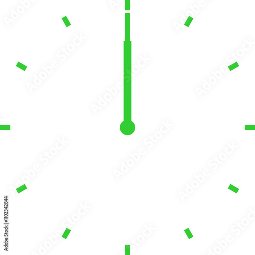 green clock at 12 am or 12 pm or 24