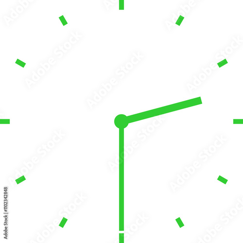green clock illustration at half past two