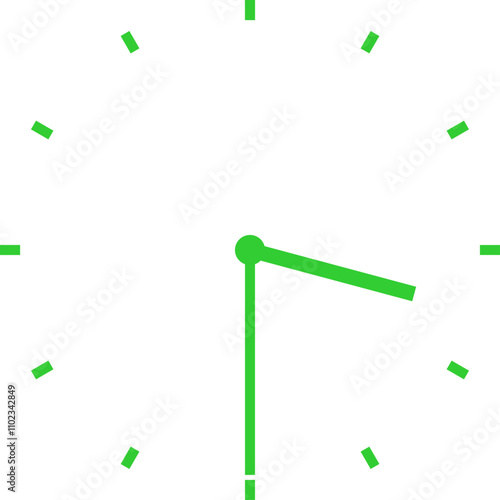 green clock illustration at half past three