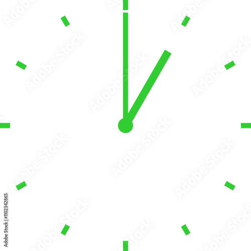 green clock at 1 am or 1 pm or 13