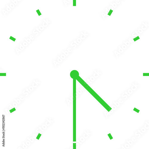 green clock illustration at half past four