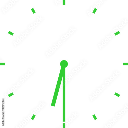 green clock illustration at half past six