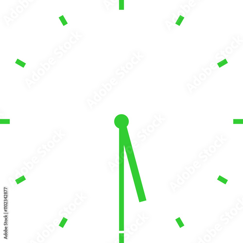 green clock illustration at half past five