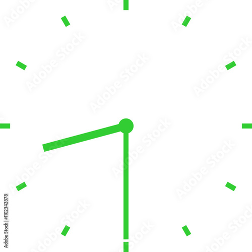 green clock illustration at half past eight