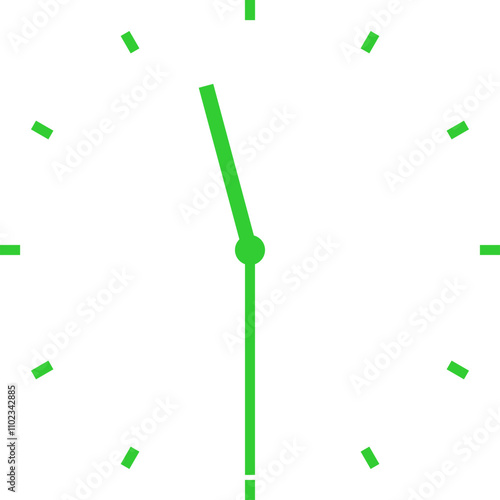 green clock illustration at half past eleven