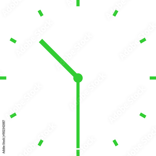 green clock illustration at half past ten