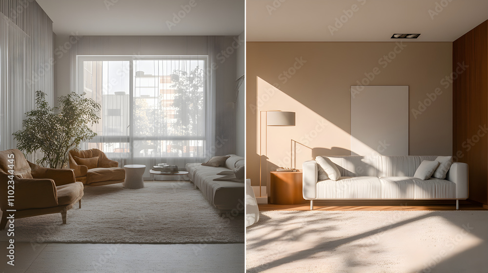 Fototapeta premium Stunning Transformation: From Outdated Apartment to Modern Oasis - A Visual Renovation Journey