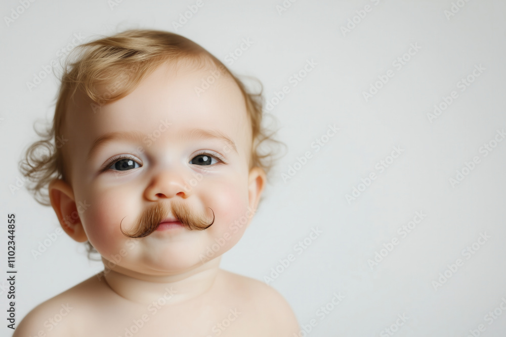 cute smiling baby with false mustache cute smiling baby with false mustache