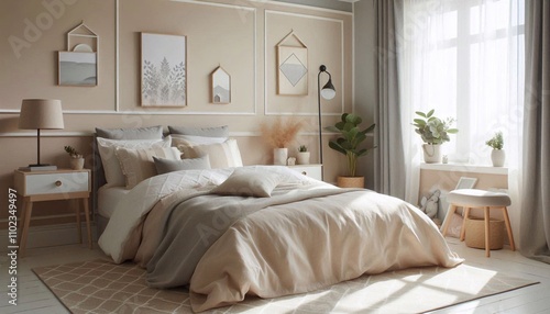 Modernes Schlafzimmer in beige