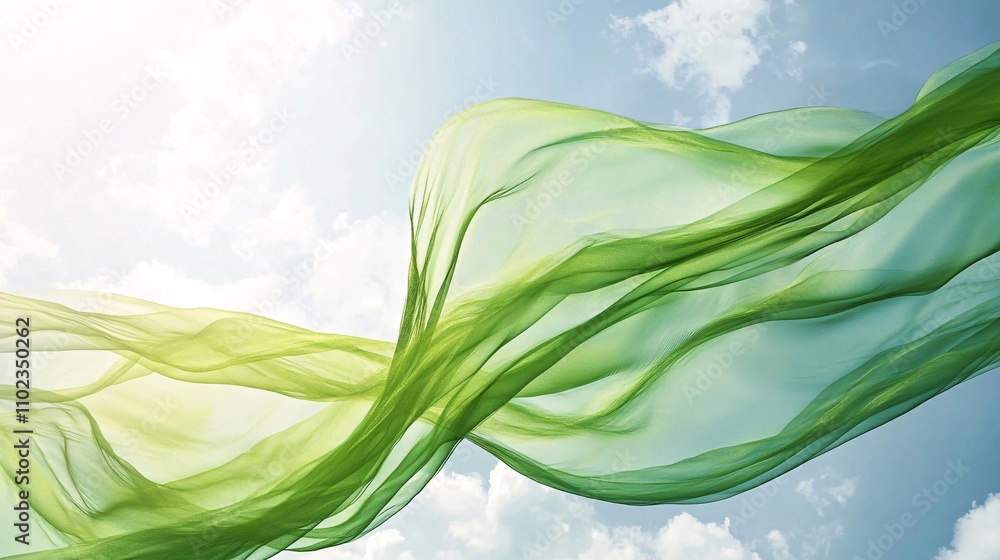 bright, silky green lines flowing majestically upwards, their smooth, flowing movement creating an elegant dance against a rich blue summer sky. bright, silky green lines flowing majestically upwards, their smooth, flowing movement creating an elegant dance against a rich blue summer sky.
