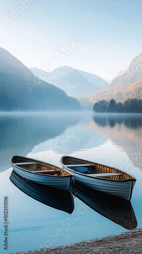 calm serene mountain lake photograph, phone wallpaper
