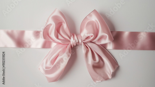 The ribbon and bow are pink on a white background. photo