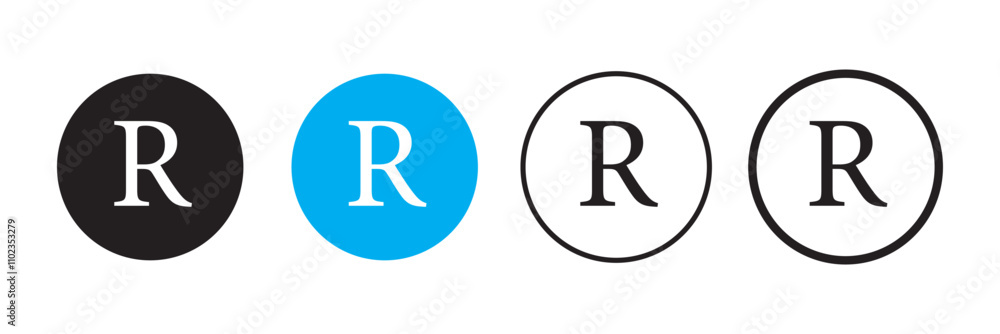 Registered trademark symbol Black and white outline vector Registered trademark symbol Black and white outline vector