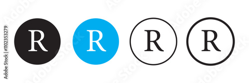 Registered trademark symbol Black and white outline vector