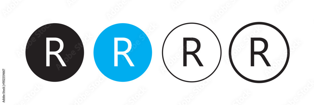 R mark. patent trademark r circle icon set. registered R pictogram. R mark. patent trademark r circle icon set. registered R pictogram.