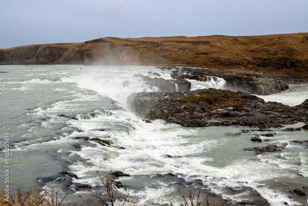 Waterfall in a valley, Urridafoss, Iceland Waterfall in a valley, Urridafoss, Iceland