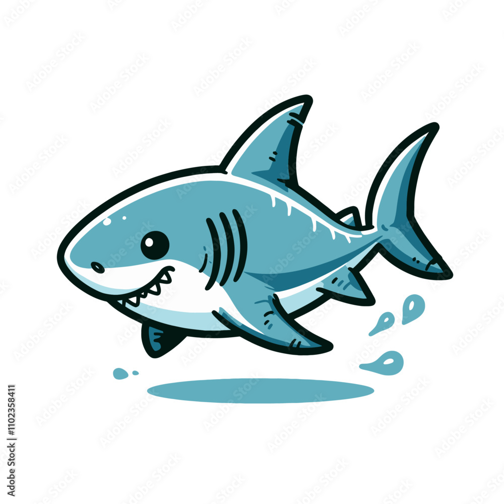Cartoon shark isolated vector illustration Cartoon shark isolated vector illustration