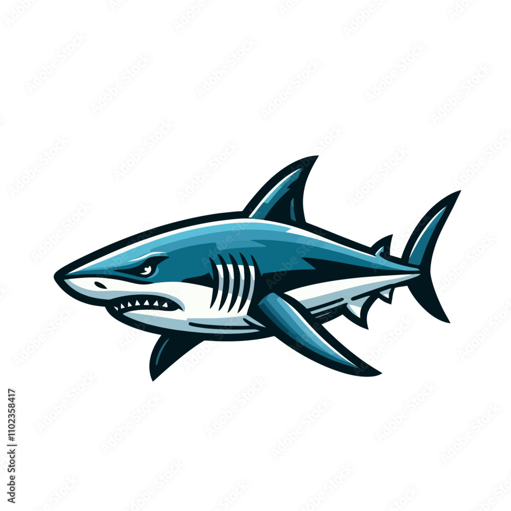 Modern shark mascot illustration. Agressive and angry. Isolated vector illustration Modern shark mascot illustration. Agressive and angry. Isolated vector illustration