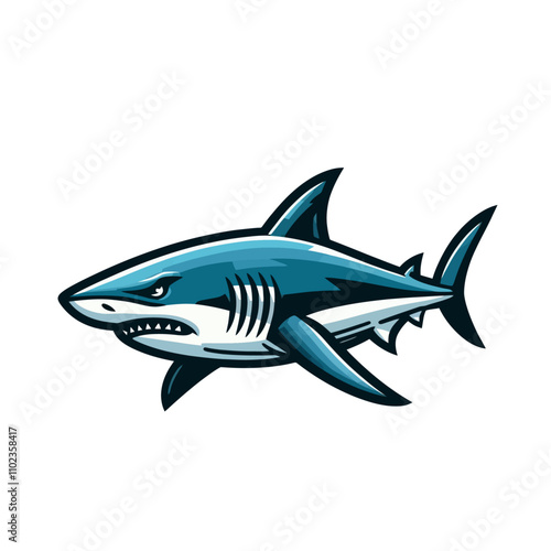 Modern shark mascot illustration. Agressive and angry. Isolated vector illustration