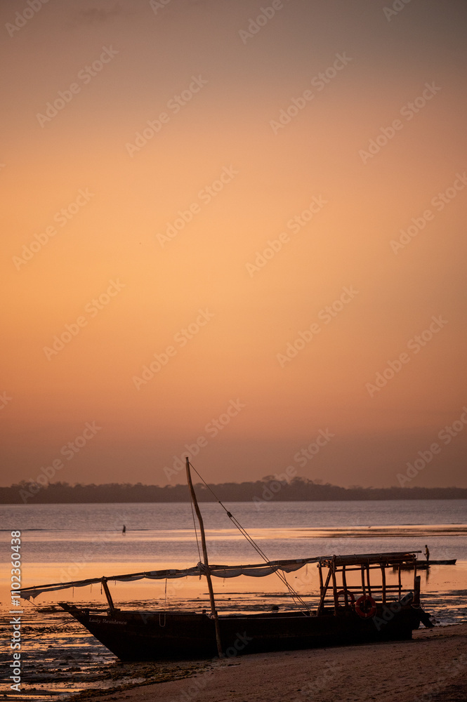 Zanzibar fishermen boats in November sunsets Zanzibar fishermen boats in November sunsets