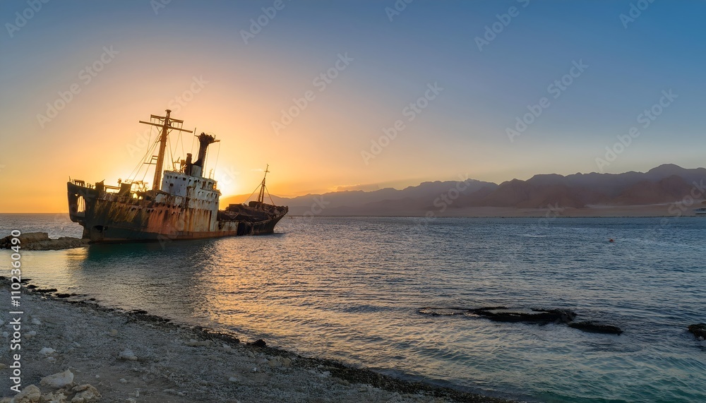 Shipwreck at shoaiba beach Jeddah, Saudi Arabia Shipwreck at shoaiba beach Jeddah, Saudi Arabia