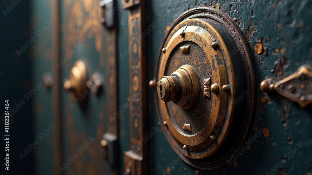 Close-Up of an Ancient Safe with a Modern Digital Lock: Evolution of Data Protection